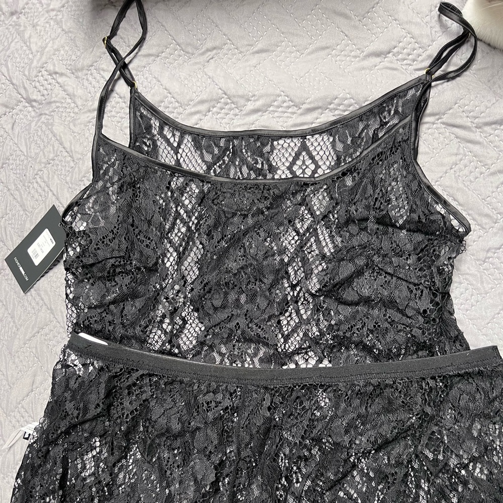 Fashion Nova Laced With Love PJ Set 1X/2X